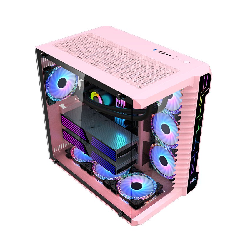 VỎ CASE MÁY TÍNH MIK LV07 RGB KÍNH CƯỜNG LỰC (ĐEN - TRẮNG - HỒNG)