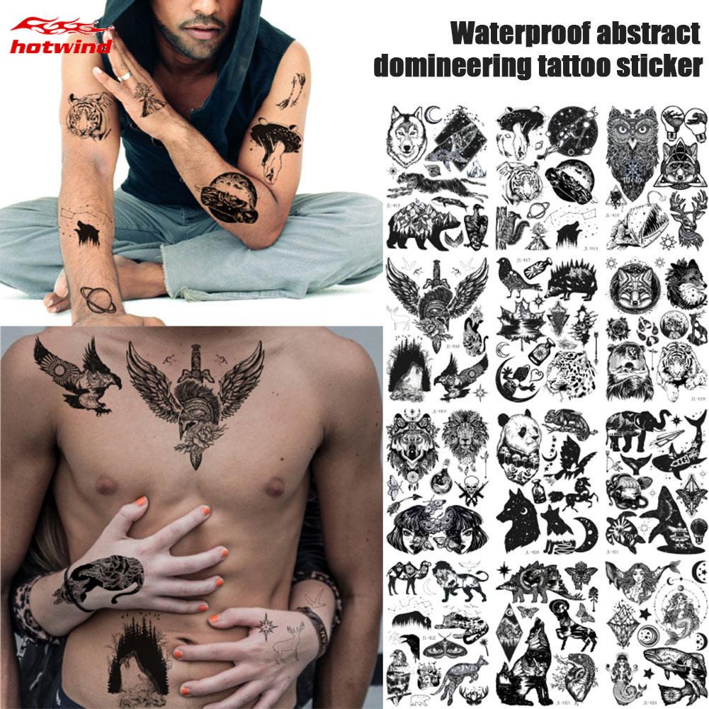 Hw Hình Xăm Dán Tạm Thời Chống Nước Hình Con Rắn / Hoa Hồng / Sư Tử Độc Đáo