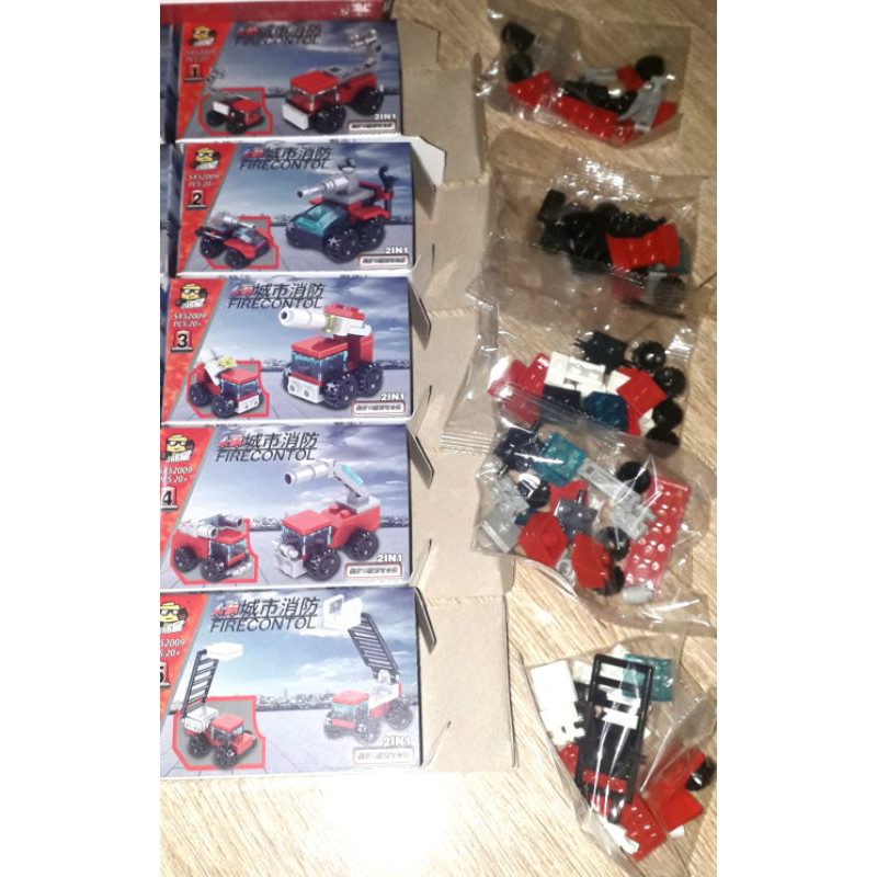 Sét Bộ Lego_Lắp ráp Xe Cứu Hỏa 10 chiếc 52009 có nhiều chi tiết bằng nhựa