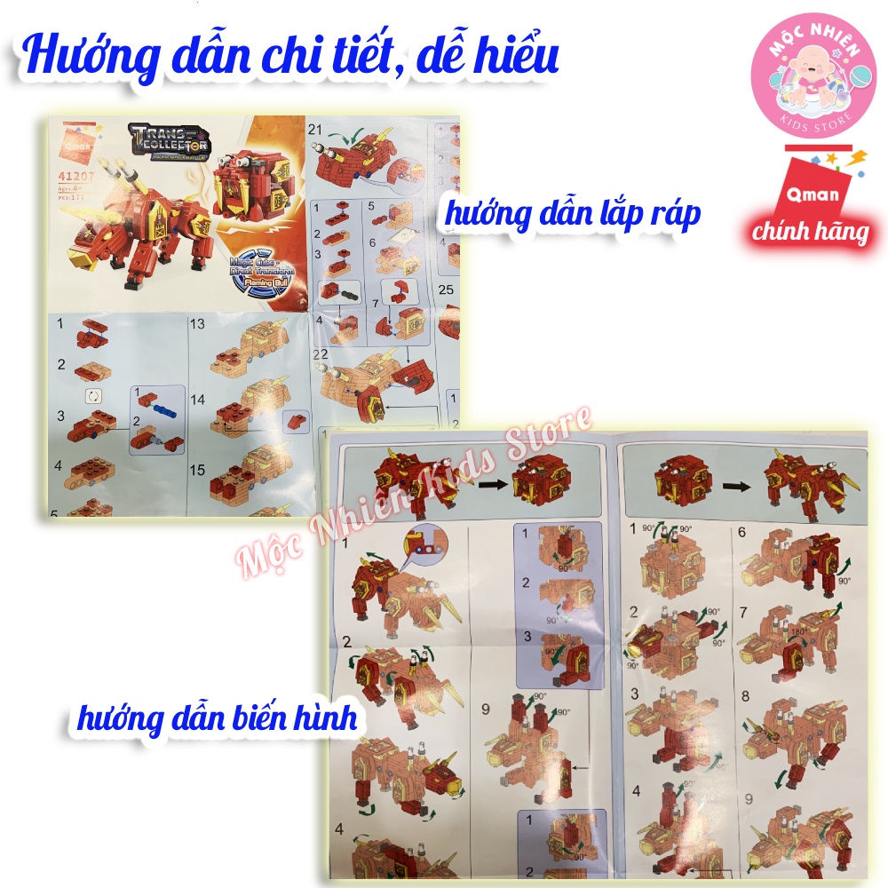 Đồ Chơi Lắp Ráp Xếp Hình QMAN MAGIC CUBE - Sư Tử Dũng Mãnh và Robot Động Vật Biến Hình 3 in 1