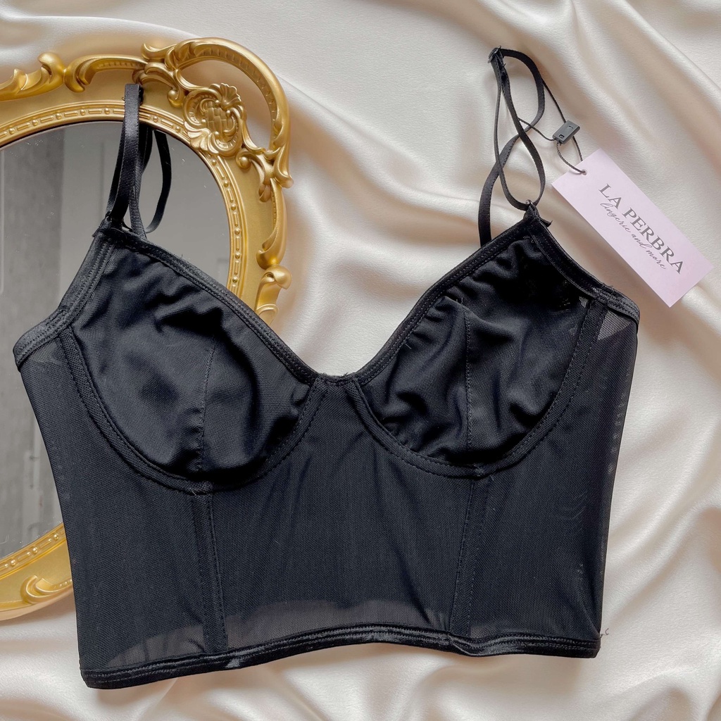 B37 | Áo Corset Ren Lưới Basic Áo Bra Ren Có Gọng Có Mút La Perbra
