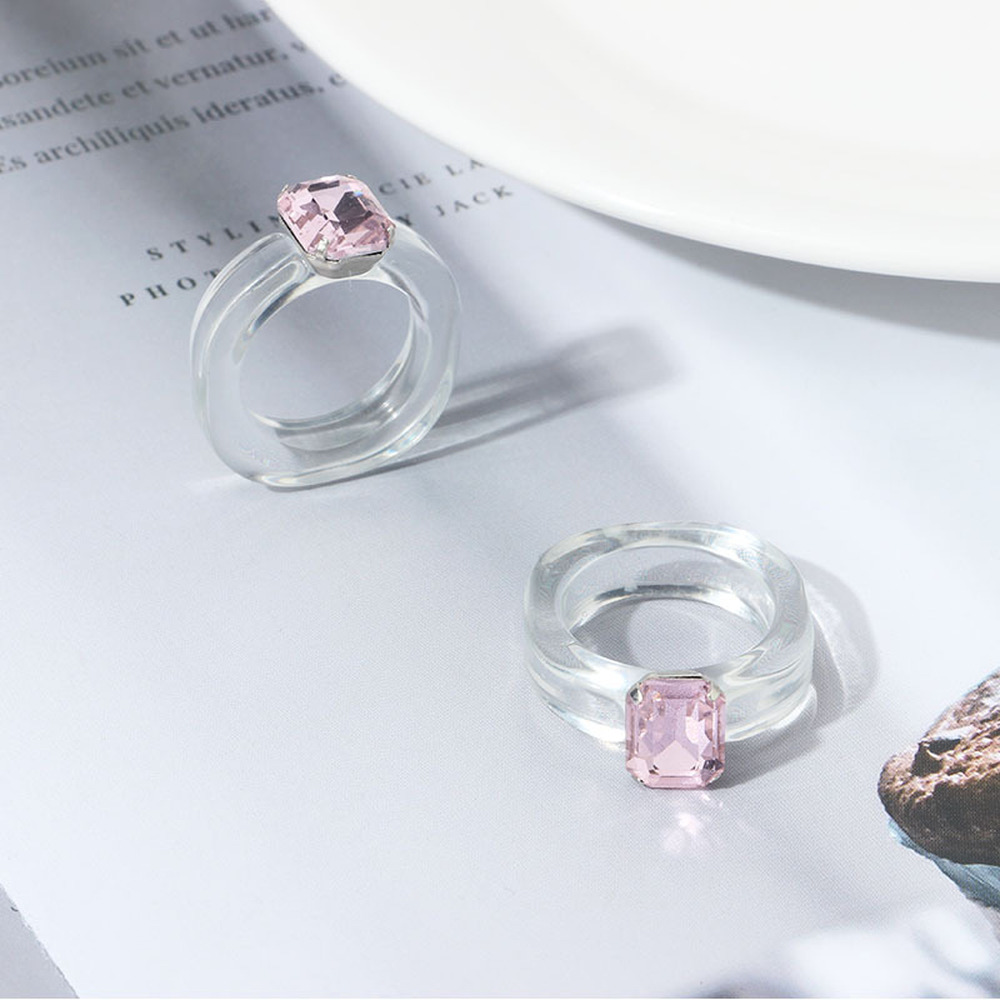 Nhẫn Nhựa Resin Màu Trong Suốt 17 Màu Tùy Chọn Thời Trang Cho Phụ Nữ
