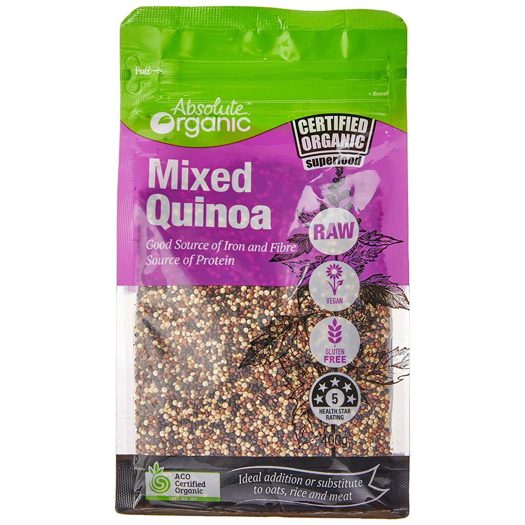 Hạt Diêm Mạch Úc Absolute Organic Mixed Quinoa 400g (Ruvask chuyên hạt chia Úc, óc chó Mỹ, hạnh nhân, hạt điều...)