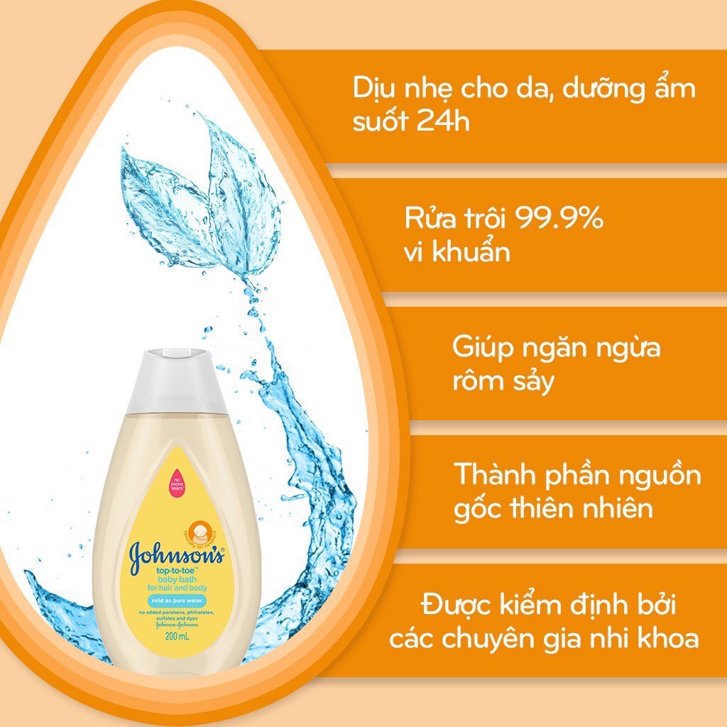 Sữa tắm Và Gội Johnson's Baby Đủ Loại (200ml)