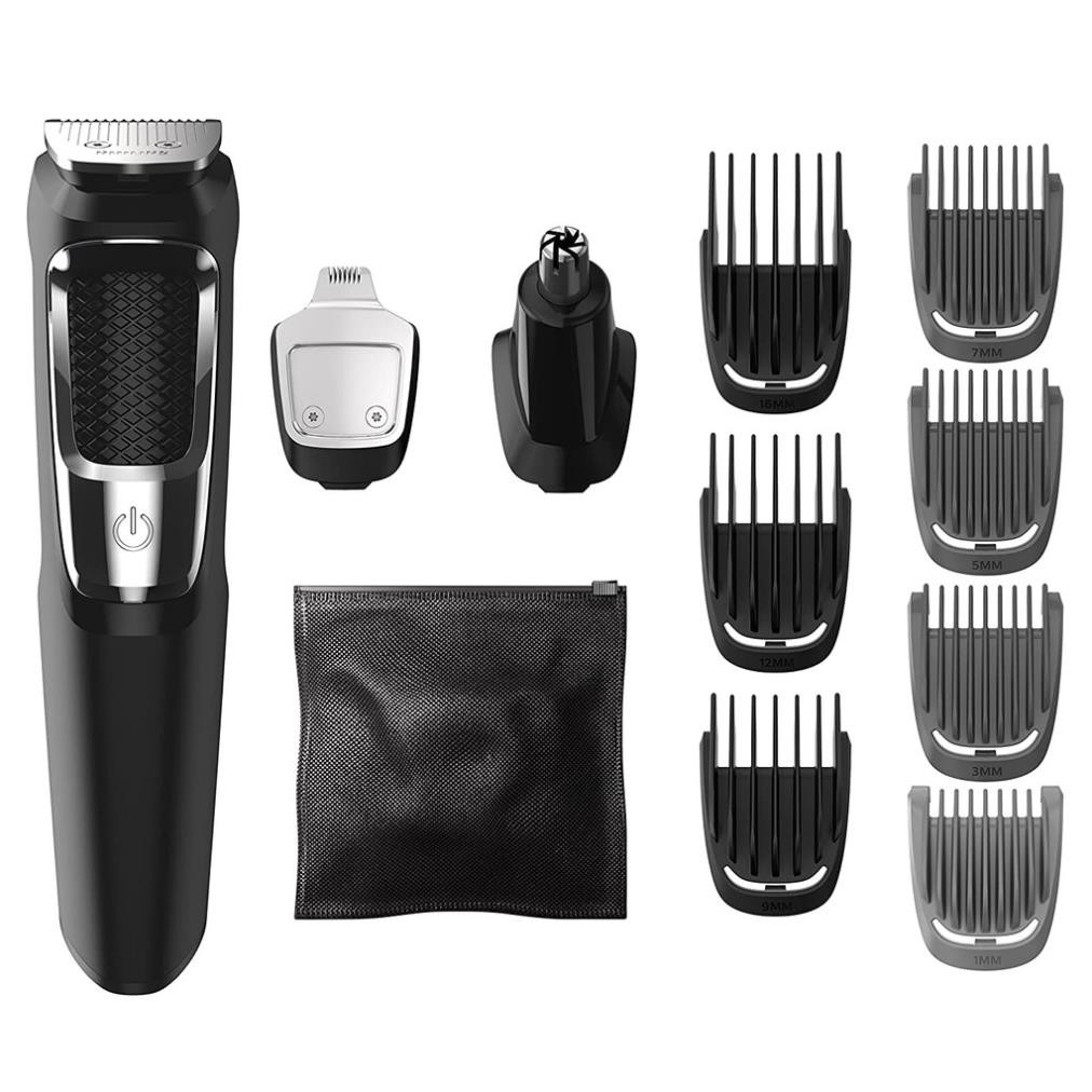 Tông Đơ Philips Norelco MG3750 Multigroom All-In-One Series 3000 cắt tóc, cạo râu, cắt lông mũi, 13 đầu phụ kiện