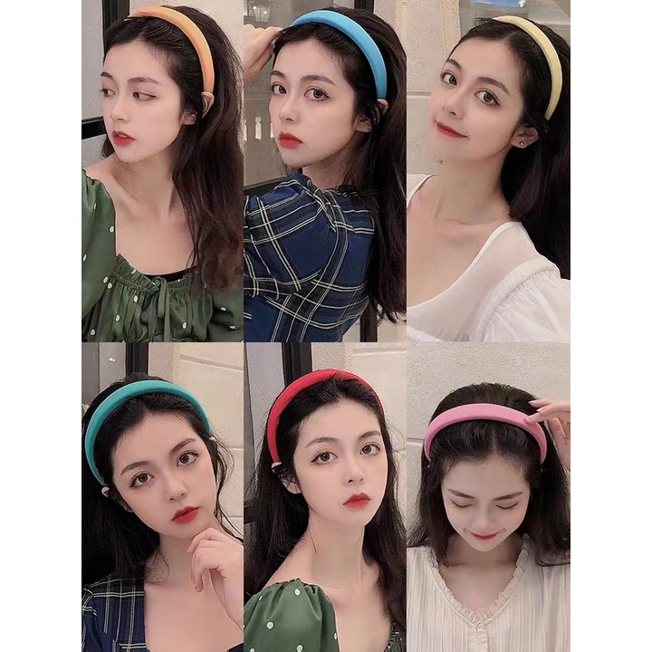 Băng Đô Cài Tóc Bằng Xốp Bản Rộng Màu Kẹo Dễ Thương Phong Cách Hàn Quốc Thời Trang Cho Nữ