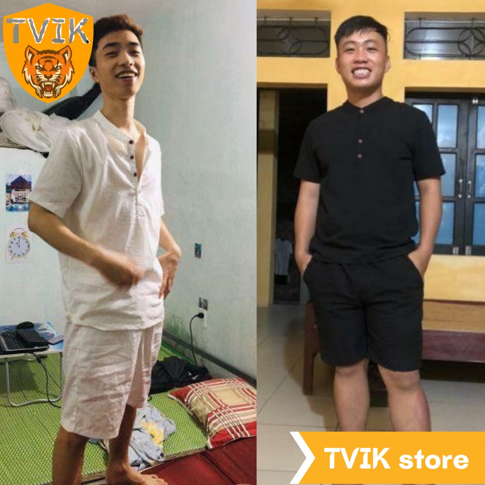 Bộ quần áo đũi cộc nam Tvik, Romhear chính hãng chất đũi thái mặc nhẹ thoáng mát - 3BĐCR | BigBuy360 - bigbuy360.vn