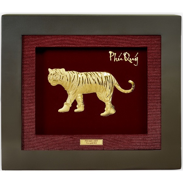 Tranh Vàng 24K PRIMA ART Hổ Quyền Lực - Kích thước 18 x 20 cm - CGS-0545-03