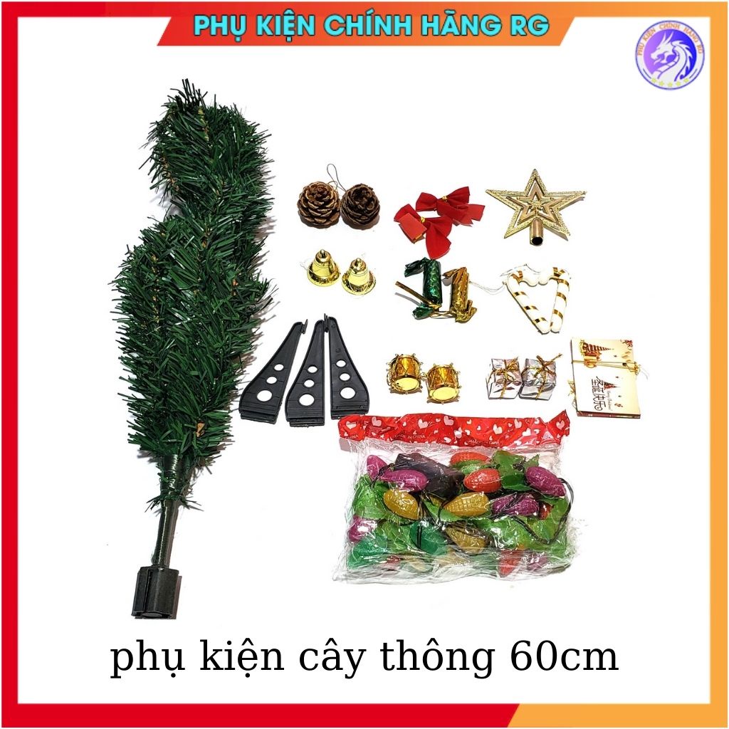 Cây thông noel mini để bàn 60cm full phụ kiện trang trí giáng sinh dễ thương