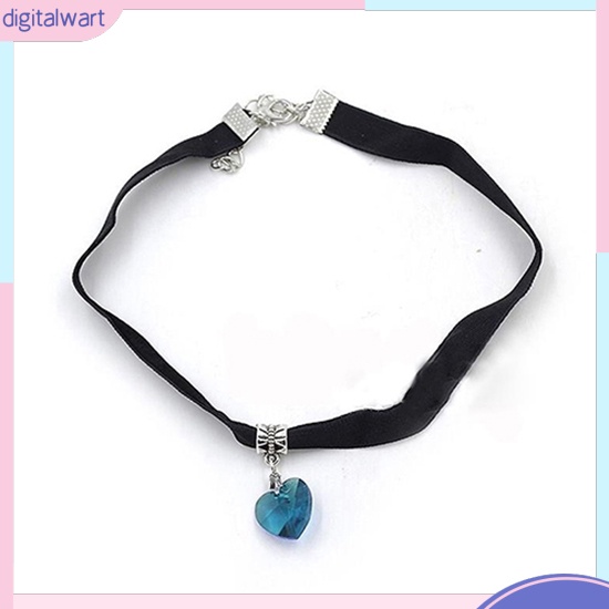 Vòng cổ choker nhung thiết kế đính đá hình trái tim phong cách cổ điển sang trọng dành cho nữ