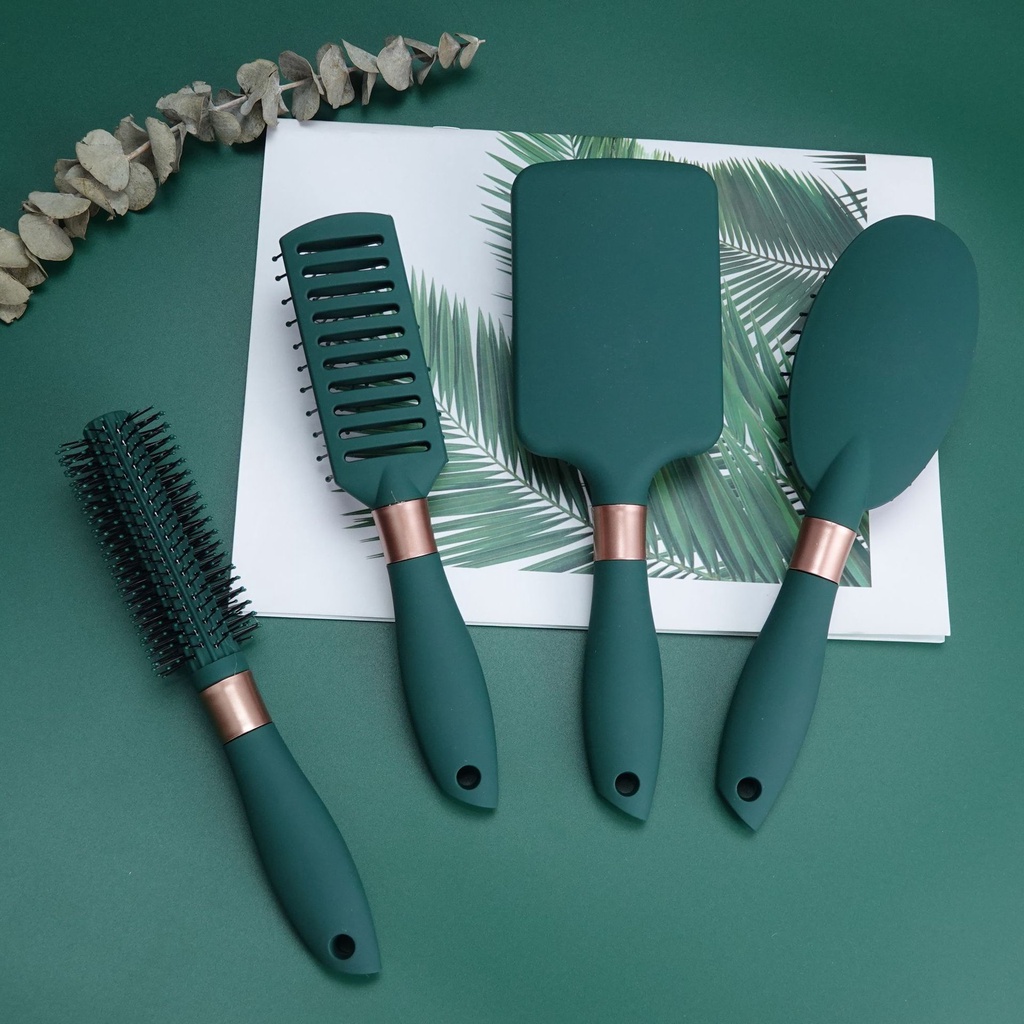 Lược Chải Tóc Mát Xa Da Đầu Bằng Nhựa Chống Tĩnh Điện Màu Xanh Lá Đậm Thời Trang Cho Salon