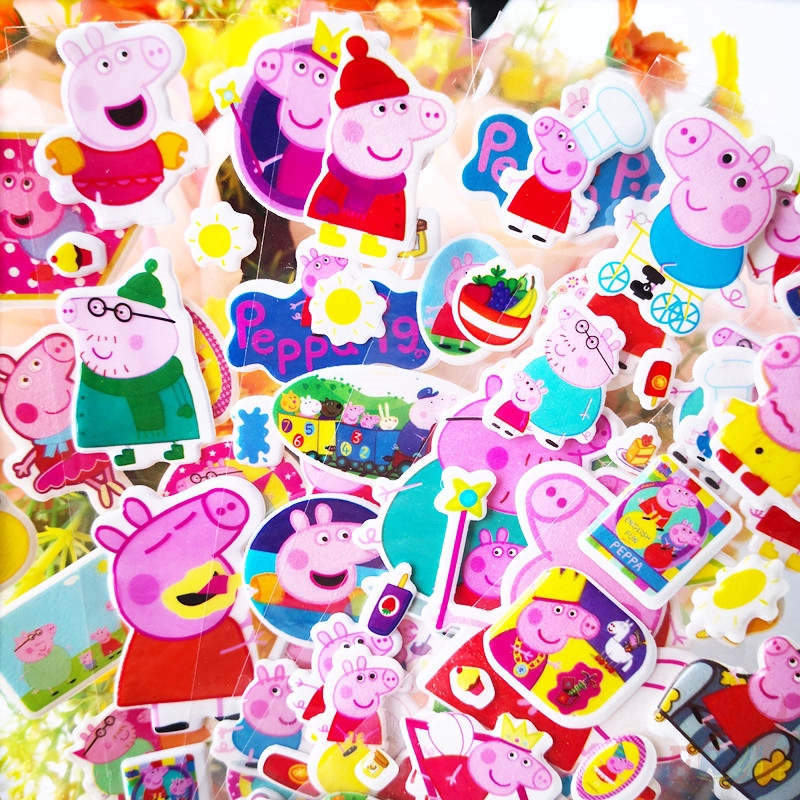 Set 1/5 tấm hình dán hình heo Peppa 3D đáng yêu