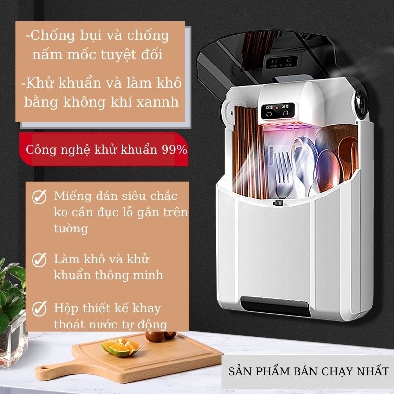 Máy sấy và khử khuẩn hộp đựng đũa đa năng chống nấm mốc khử trùng ống đựng đũa thoát nước thông minh chống bụi