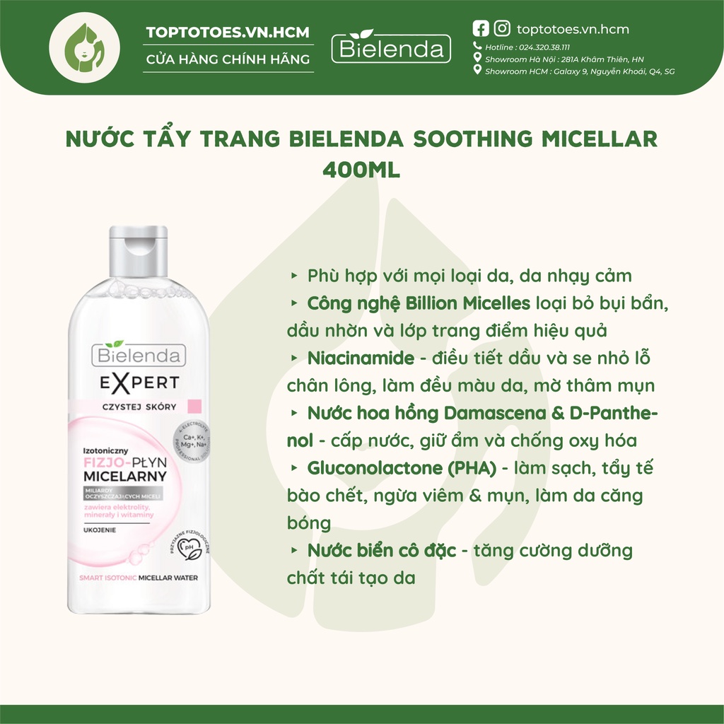 Nước tẩy trang Bielenda Clean Skin Expert làm sạch sâu cho mặt, mắt, môi 150ml/400ml