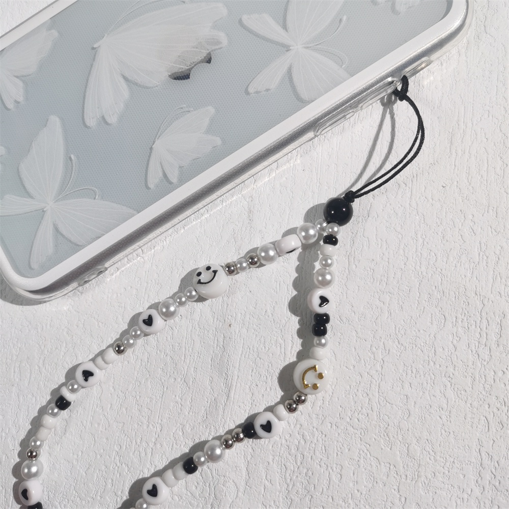 Dây Đeo Điện Thoại Bằng Acrylic Mềm Đính Hạt Ngọc Trai Hình Hoa Cười Nhiều Màu Dễ Thương Chống Thất Lạc