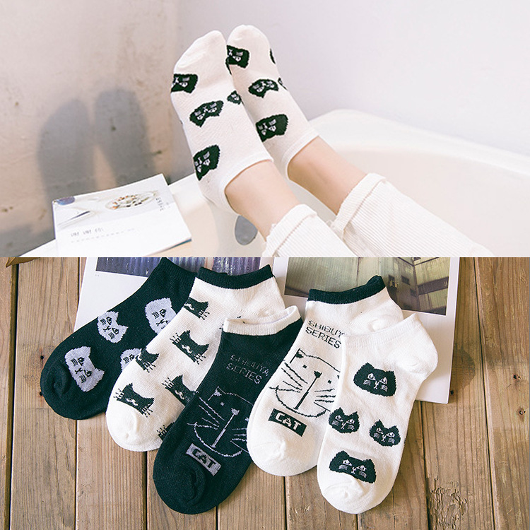 Bộ 5 đôi vớ cotton cổ ngắn thời trang dễ thương cho nữ sinh