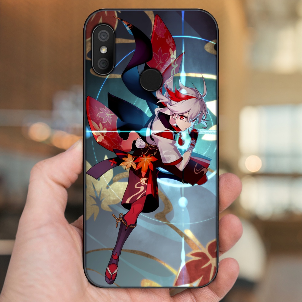 Ốp lưng Xiaomi Redmi 6 Pro, Mi A2 Lite viền đen in hình Kazuha Genshin Impact