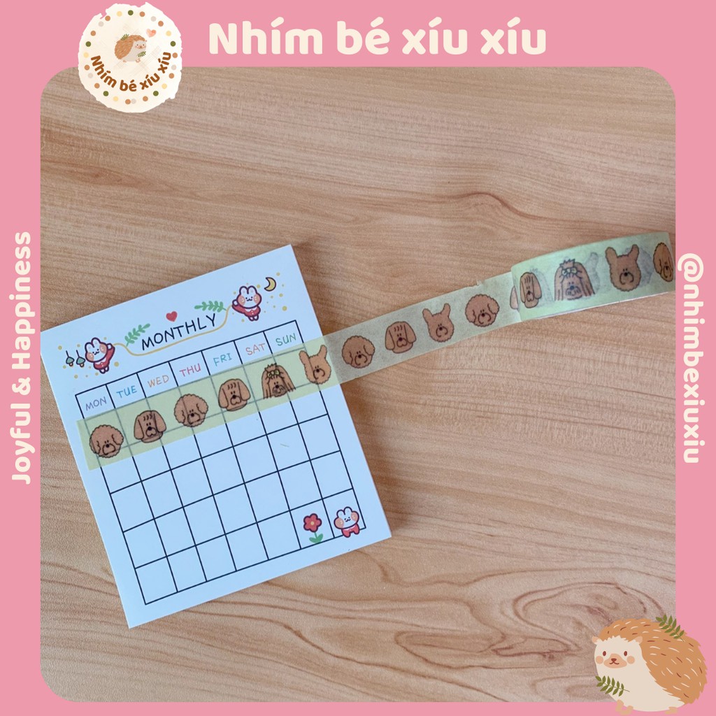 1 cuộn băng dính washi tape 1.5*5m trang trí sổ, bullet journal nhiều chủ đề TN03