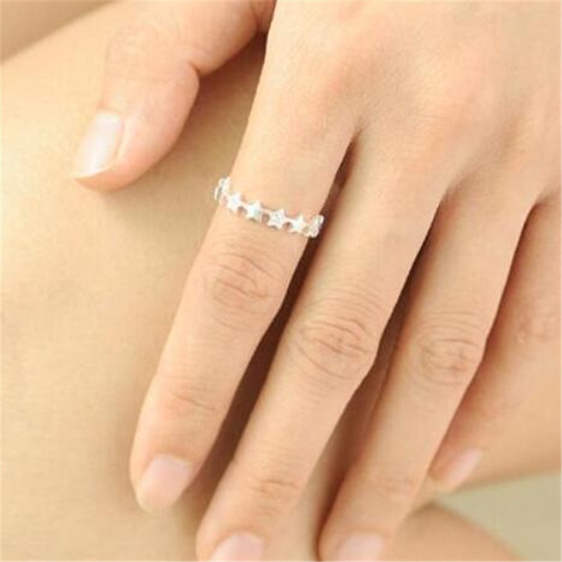 Nhẫn Hở Mạ Bạc 925 Hình Ngôi Sao Đính Đá Thời Trang R108
