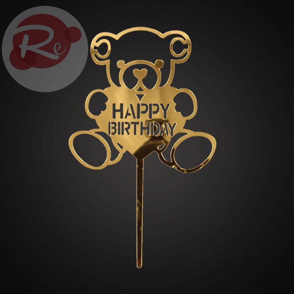 [SIÊU RẺ❤️] – Combo 10 Thẻ meka Happy Birthday Gấu - Trang trí bánh sinh nhật bánh kem