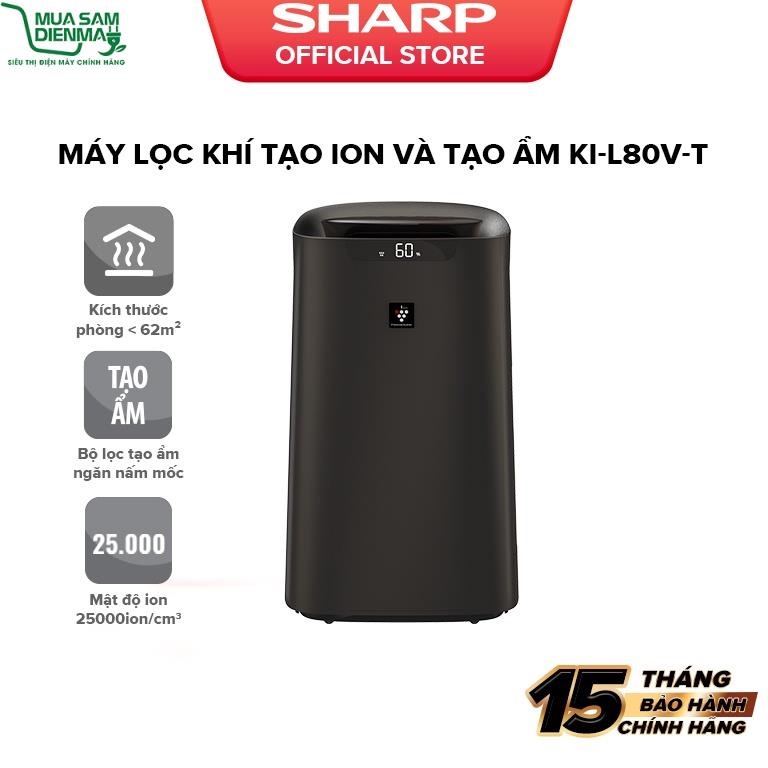 Máy Lọc Khí Tạo Ẩm Sharp KI-L80V-T Điều Khiển Từ Xa Bằng Điện Thoại