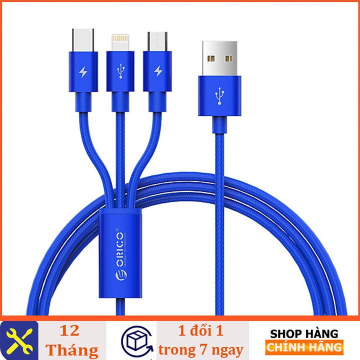 Dây 2.4A 3 Đầu Lightning Micro USB Type C, cáp sạc iphone, cáp sạc samsung, sáp sạc oppo, cáp sạc đa năng