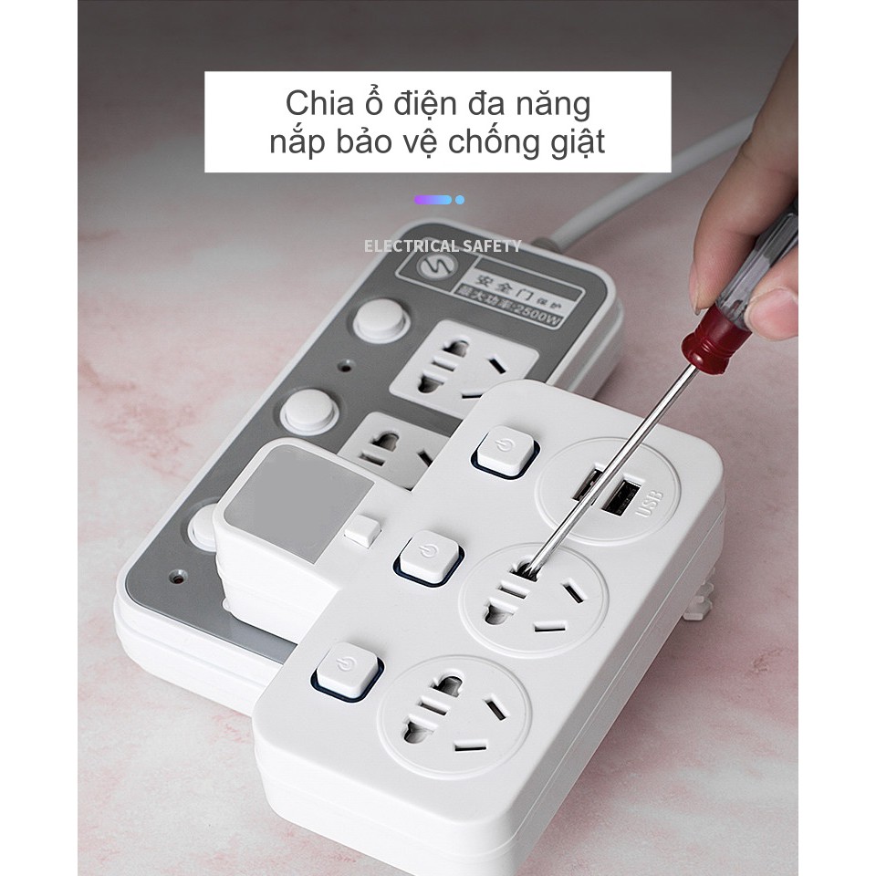 CHIA Ổ ĐIỆN ĐA NĂNG BẢN ĐẶC BIỆT ☘ Kết hợp Đèn + Cổng Sạc USB + Chống Giật + Chống Sét