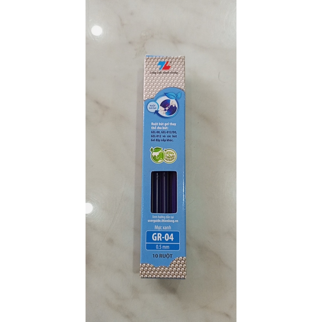 Ruột bút GEL ngòi 0.5mm GR - 04 (xanh, đen, đỏ) Viết trơn, êm, mực ra đều, liên tục.có nắp đậy để bảo vệ ngòi viết.