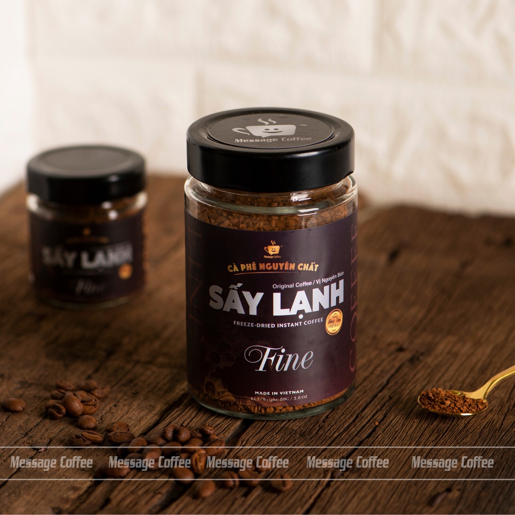 Cà Phê Hòa Tan Sấy Lạnh FINE Cao Cấp, tinh chất cafe rang xay nguyên chất, tiện lợi, dùng liền từ Message Coffee
