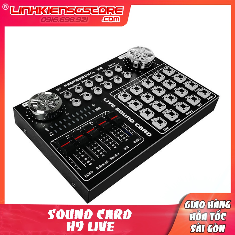 Sound card H9 Bluetooth hỗ trợ live stream, hát karaoke, thu âm bản tiếng anh