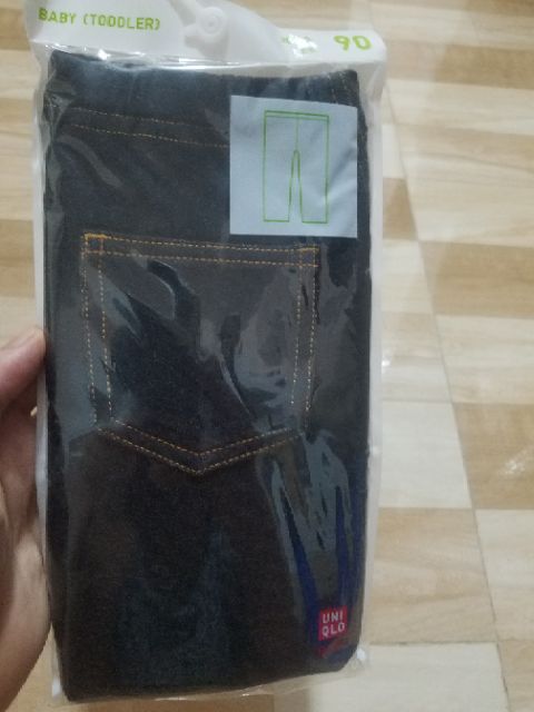 Quần legging giả jeans ôm màu đen Uniqlo chất cotton siêu mềm