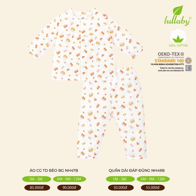Bộ lullaby sơ sinh bèo hồng thỏ, trắng bướm