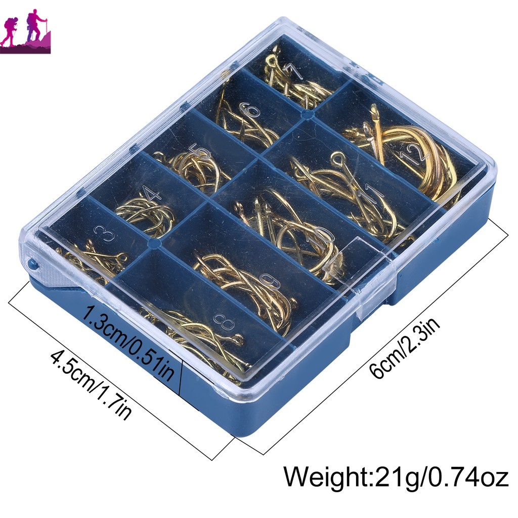 100 Chiếc Móc Câu Cá Size 3#-12# Móc Câu Cá Bằng Thép Không Gỉ Phủ Carbon Cao Cấp