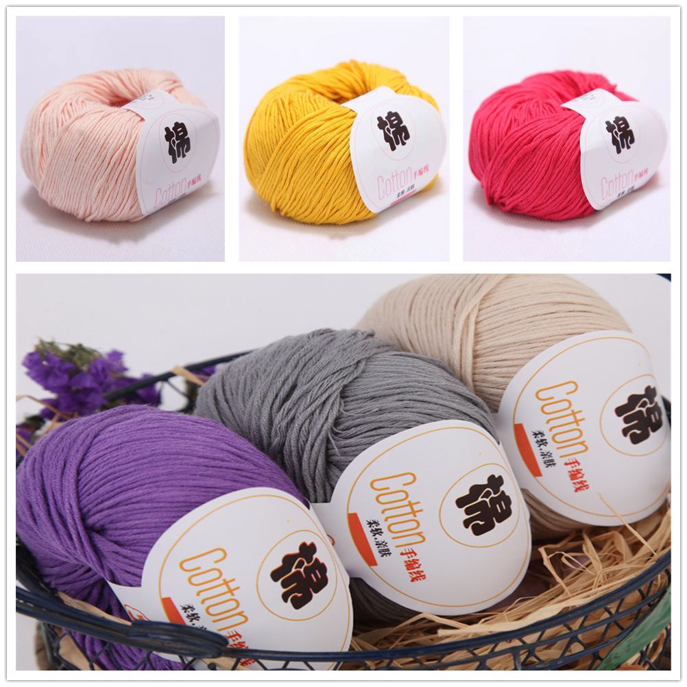 Cuộn len sợi cotton mềm mại màu trơn chất lượng cao