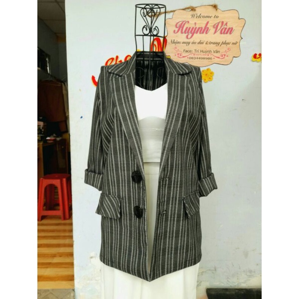 Vải Kaki cotton sọc đen xám, mềm tay, chuẩn quần tây