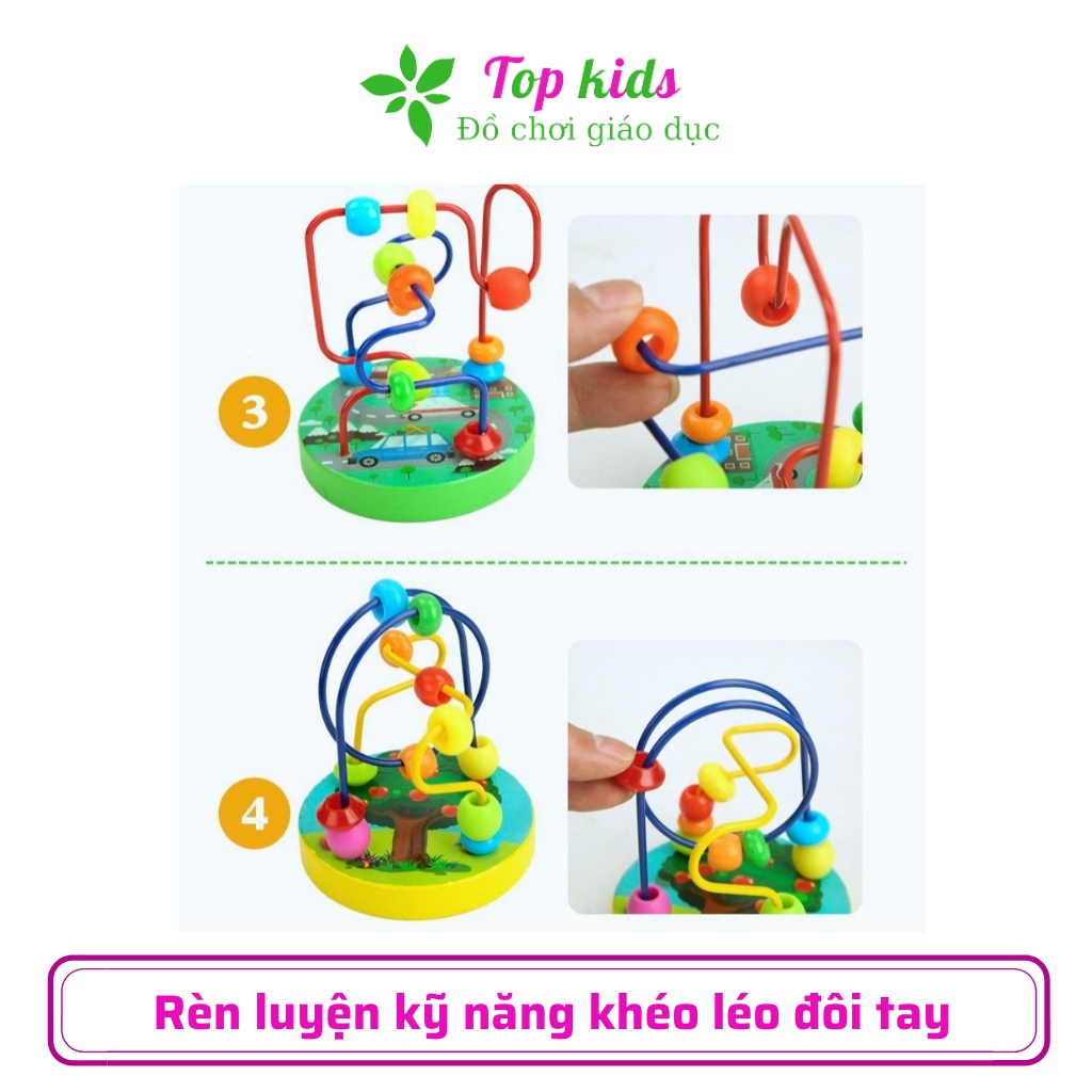 Đồ chơi bằng gỗ montessori bộ luồn hạt mini  giáo dục sớm cho bé từ 1 đến 3 tuổi thông minh trí tuệ - TOPKIDS