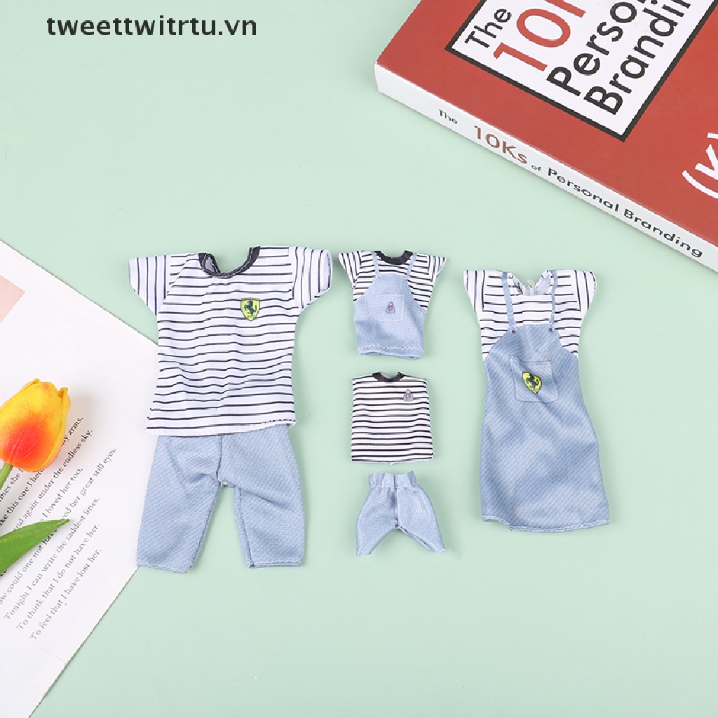 Trwitu Set Áo Sơ Mi Kẻ Sọc Caro Phối Chân váy jean Mặc Hàng Ngày Cho Cặp Đôi