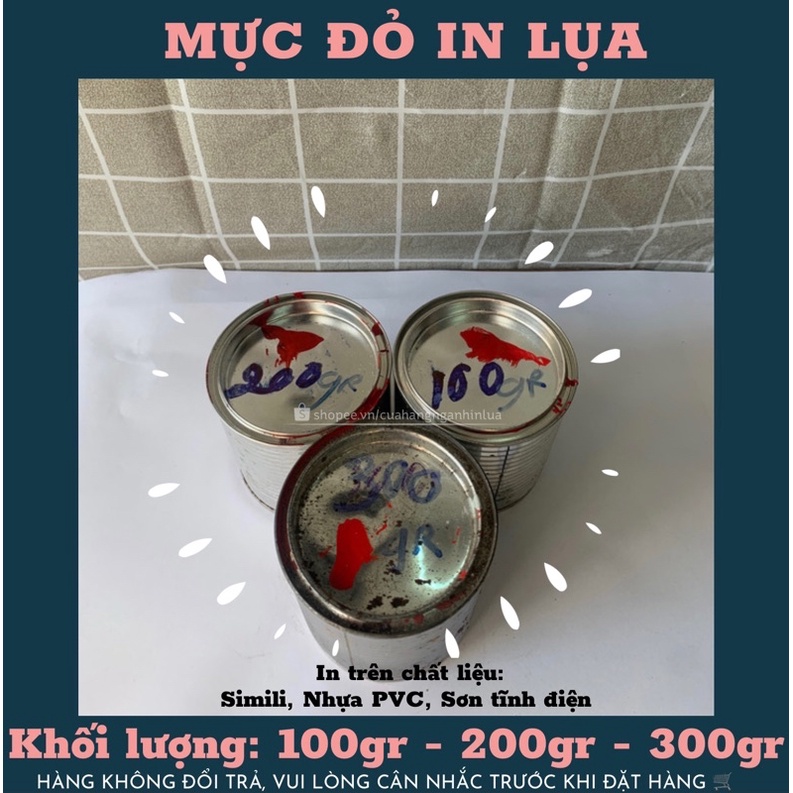 Mực in lụa màu Đỏ - In trên chất liệu Simili, Nhựa PVC, Thiệp cưới, Sơn tĩnh điện (Hũ chiết lẻ 100gr-200gr-300gr)