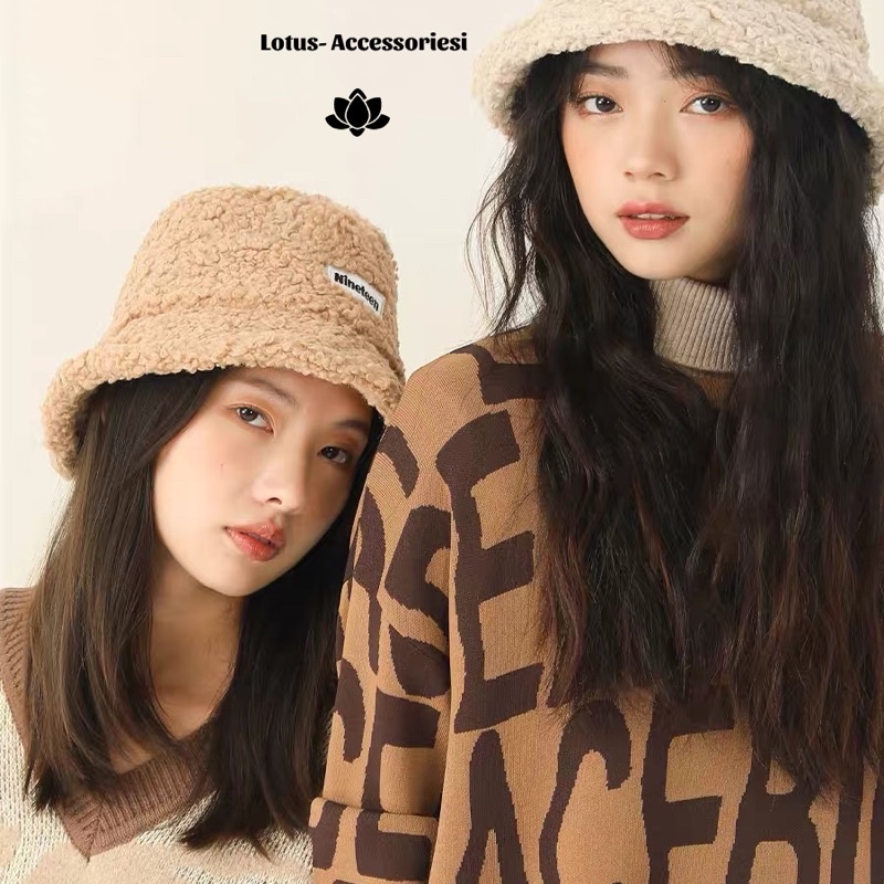 [Hàng loại 1] Mũ bucket lông cừu cao cấp phong cách Hàn Quốc