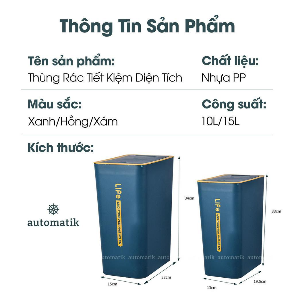 Thùng Rác Nhà Vệ Sinh Sọt Rác Có Nắp Bật Thùng Đựng Rác Nhựa Tiết Kiệm Diện Tích Nhà Tắm Văn Phòng Nhà Bếp - Automatik