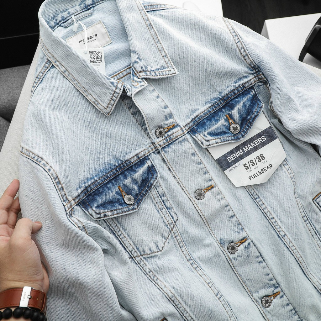 Áo khoác jeans, denim jacket xanh nhạt PB0711 Foxxmen