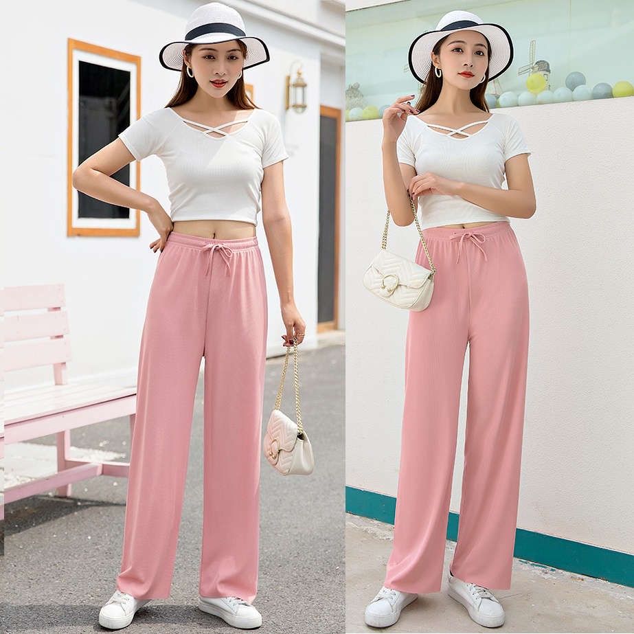 Quần ống rộng nữ mềm mại, siêu mát mẻ mùa xuân hè style Hàn Quốc KRfashion PS102