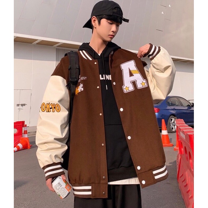 Áo VARSITY JACKET BOMBER NỈ CHỮ A - Áo khoác nỉ PE lót bông thích hợp mặc cả Nam và Nữ