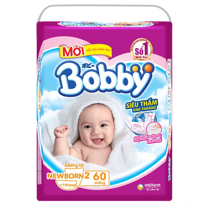 Miếng Lót Bobby Newborn NB2 - 60 Miếng Dành Cho Trẻ Trên 1 Tháng Tuổi