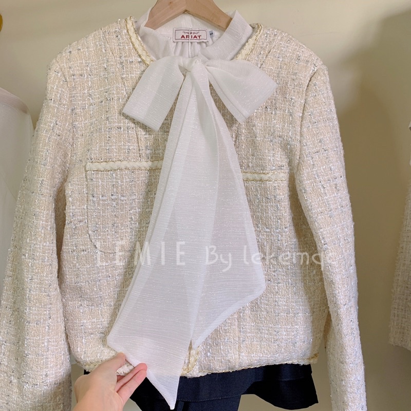 Áo Khoác Dạ Tweed Cao Cấp K08, Áo Khoác Nữ Khuy Đồng Ảnh Thật Lemie By Lekemqc