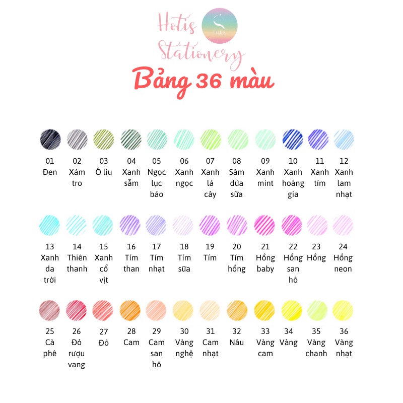 [HOTIS] Bút màu, bút line 38 màu ngòi 0.3mm Colorful Fairy Tale World