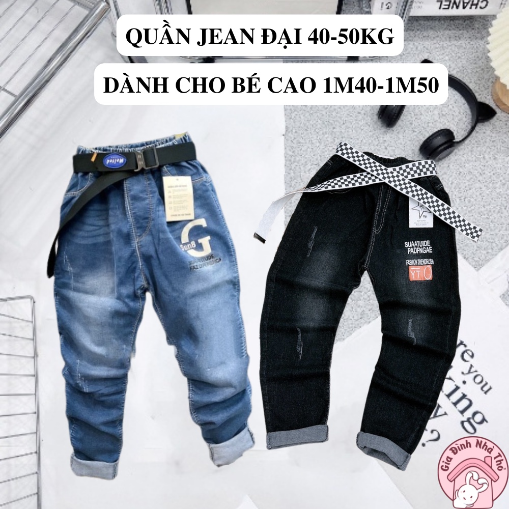 (40-50kg) Quần bò jean dài cao cấp cho bé trai đi học đi chơi