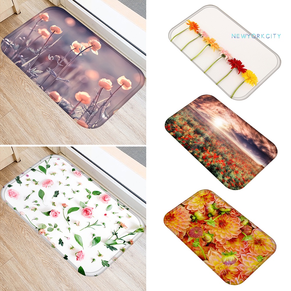 Thảm Chùi Chân Chống Trượt Họa Tiết Hoa Thời Trang