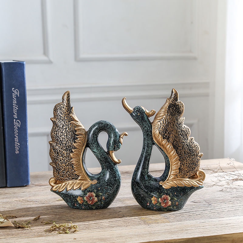 Tượng thiên nga bằng gốm sứ trang trí tủ rượu/phòng khách