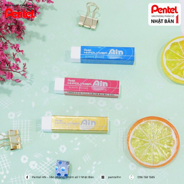 Tẩy Chì Dài Nhiều Màu Cao Cấp Siêu Sạch Pentel Ain Black ZET